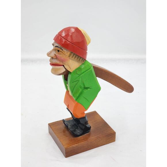 Nutcracker German Fisherman Fishing Hand Wood Carved Vintage Rare 9" - Picture 8 of 10